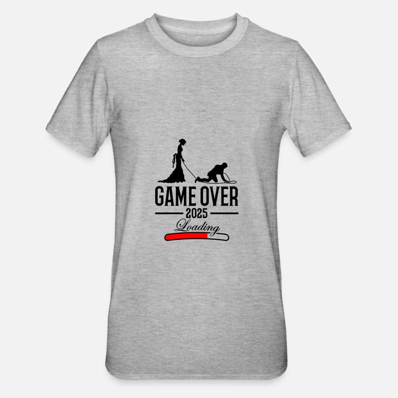 Wedding Loading 2025 Game Over - T-shirt polycoton Unisexe - gris chiné
