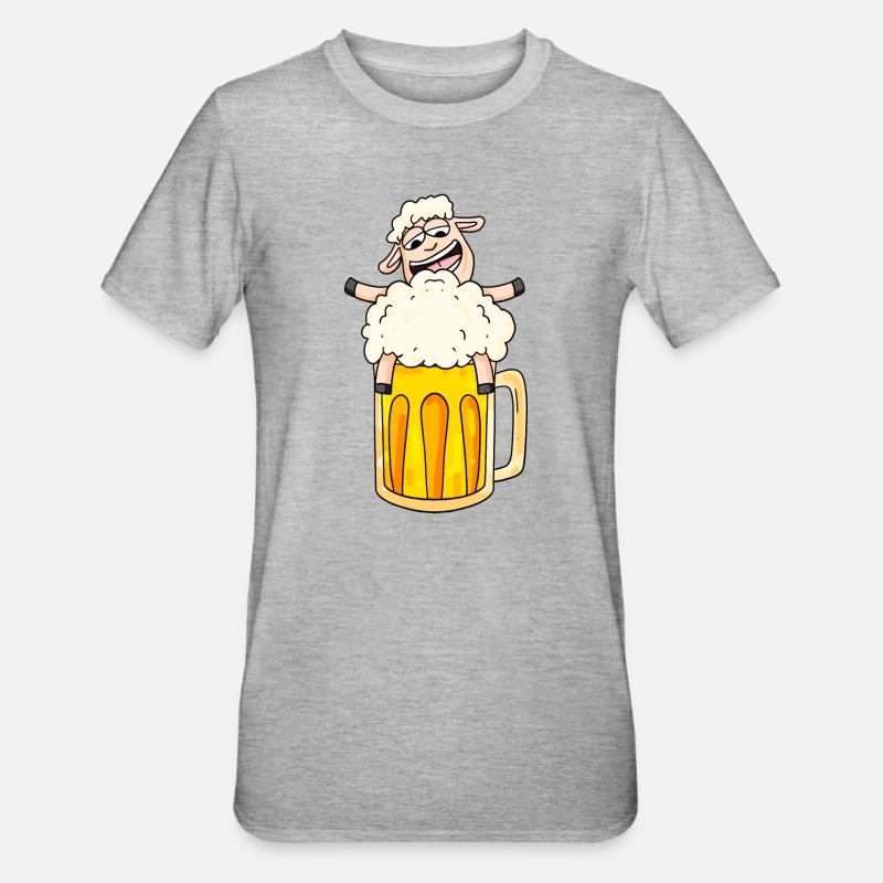 Beer Sheep Comic - Unisex Polycotton T-Shirt - heather grey
