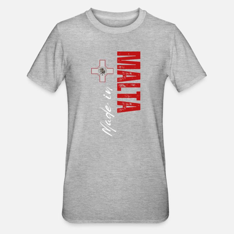 Fabriqué à Malte, conception verticale - T-shirt polycoton Unisexe - gris chiné