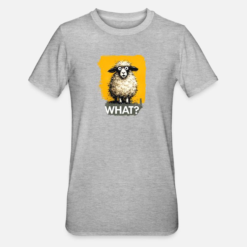 Quoi ? Moutons avec point d’interrogation - T-shirt polycoton Unisexe - gris chiné