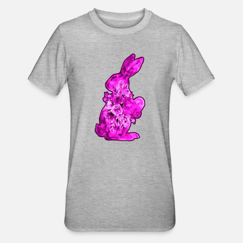 Aquarelles de Cœur de Lapin - T-shirt polycoton Unisexe - gris chiné