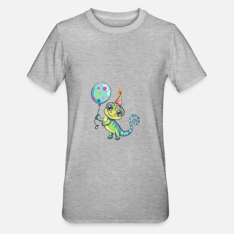 Chameleon Birthday Comic - Unisex Polycotton T-Shirt - heather grey