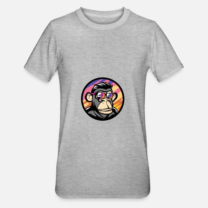 Affe Comic Cool Sommer - Unisex Polycotton T-Shirt - Grau meliert