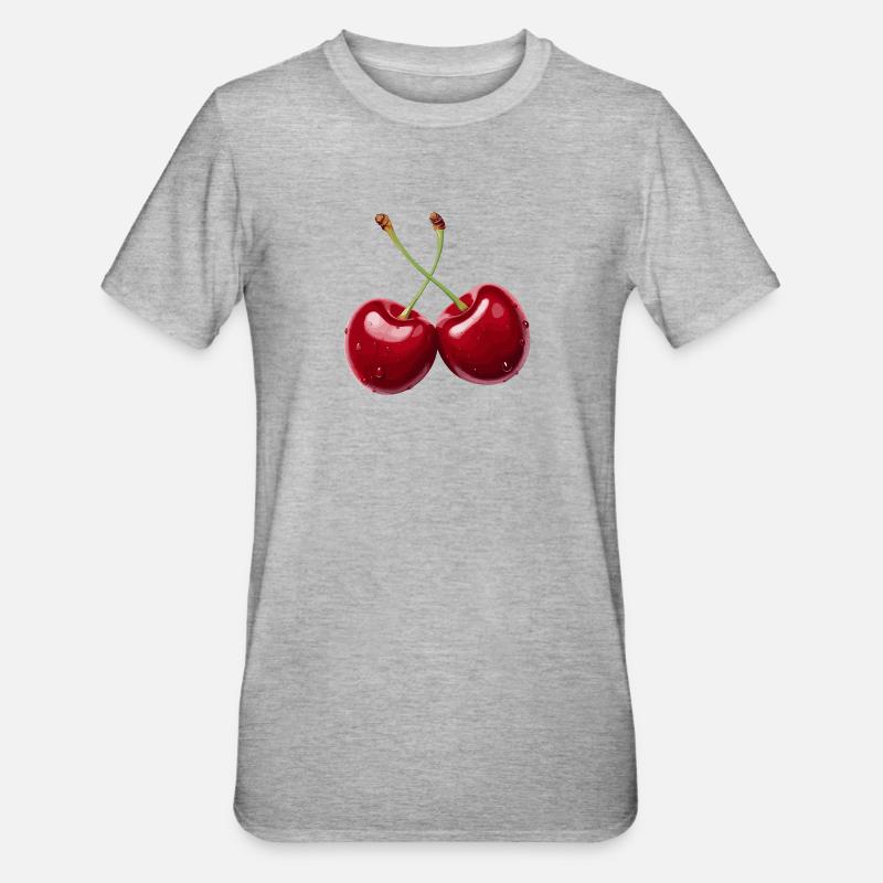 Kirsche - Unisex Polycotton T-Shirt - Grau meliert