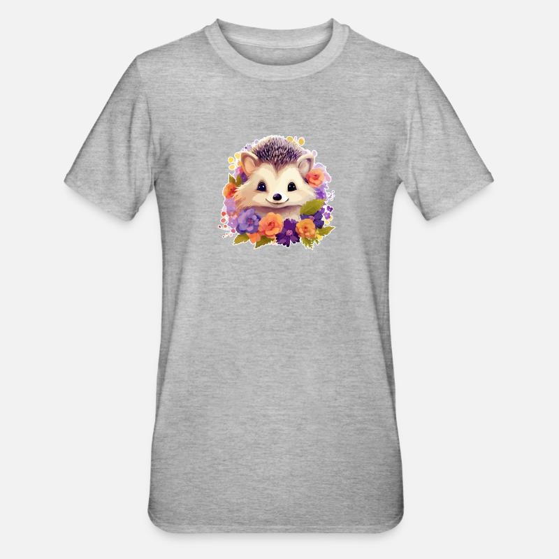 Hérisson mignon - T-shirt polycoton Unisexe - gris chiné