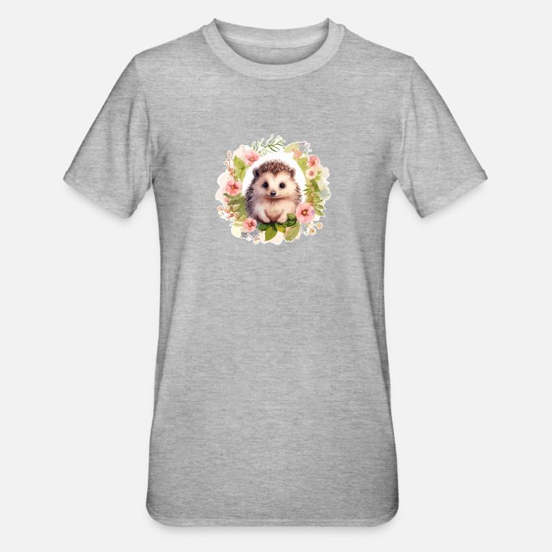 Hérisson mignon - T-shirt polycoton Unisexe - gris chiné