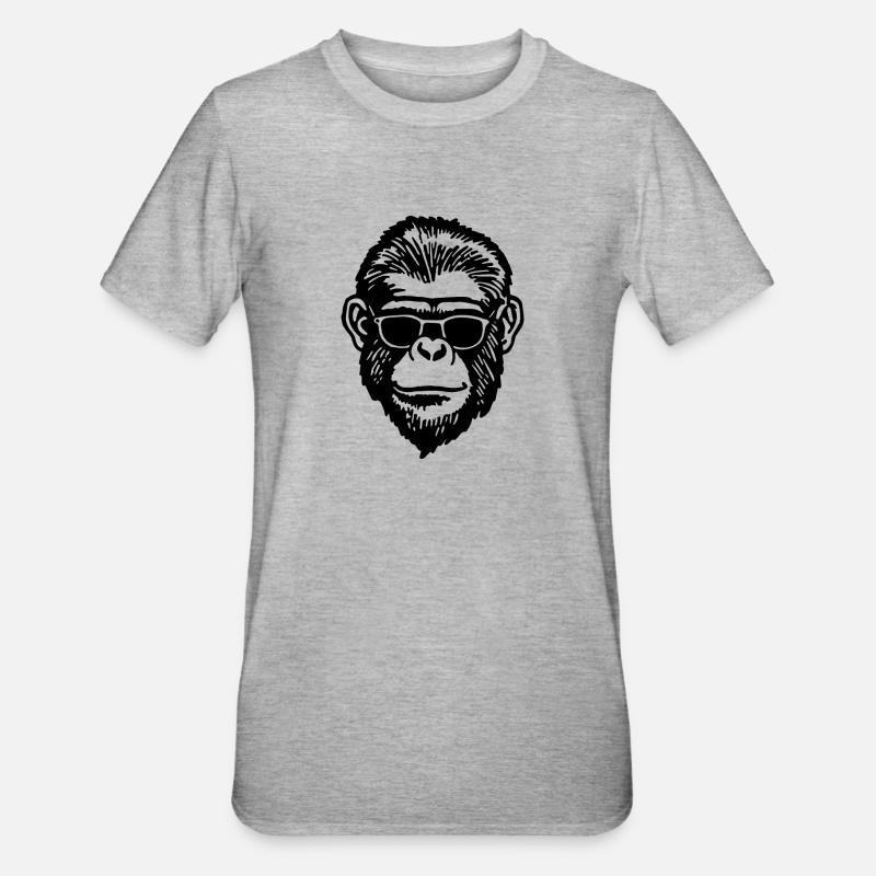 Monkey Monkey Monkey Face - Unisex Polycotton T-Shirt - heather grey