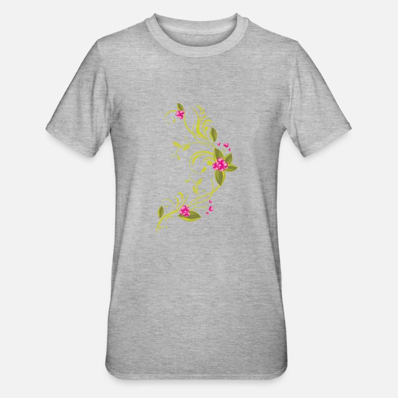Brindille à fleurs - T-shirt polycoton Unisexe - gris chiné