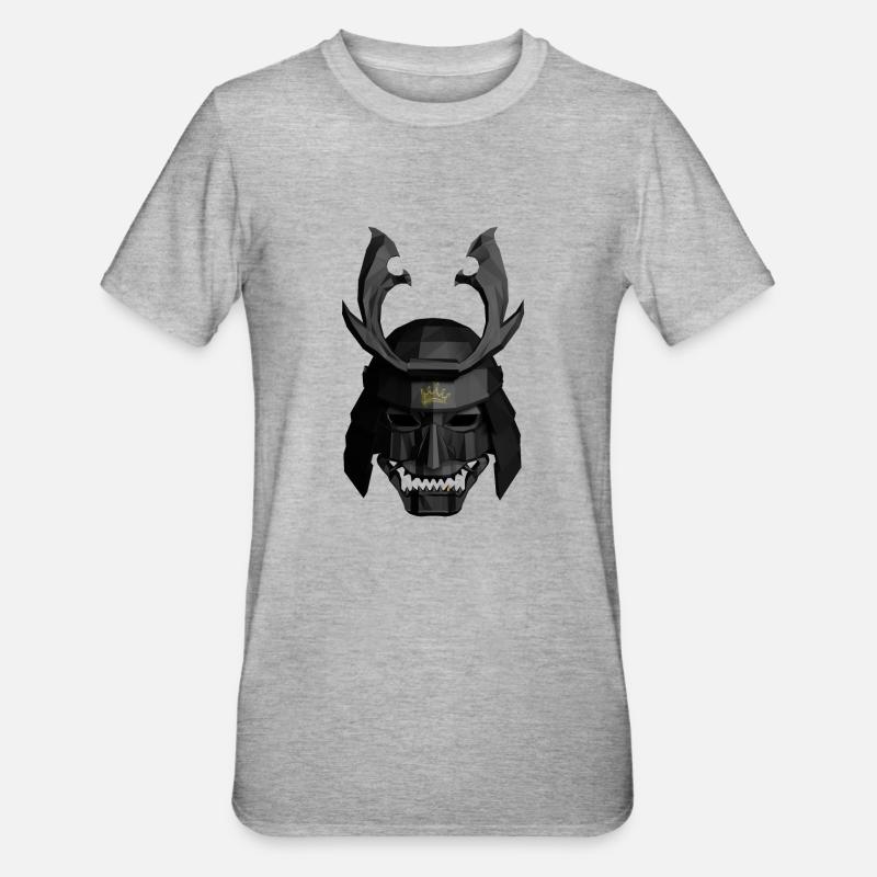 Geometrischer Samurai Helm - Unisex Polycotton T-Shirt - Grau meliert