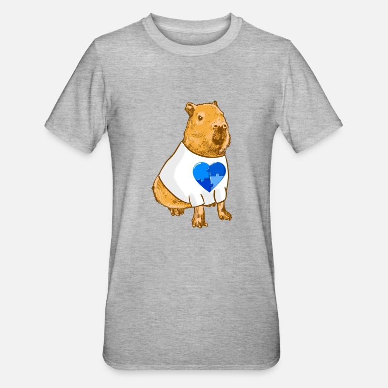 Signes d’autisme Capybara - T-shirt polycoton Unisexe - gris chiné