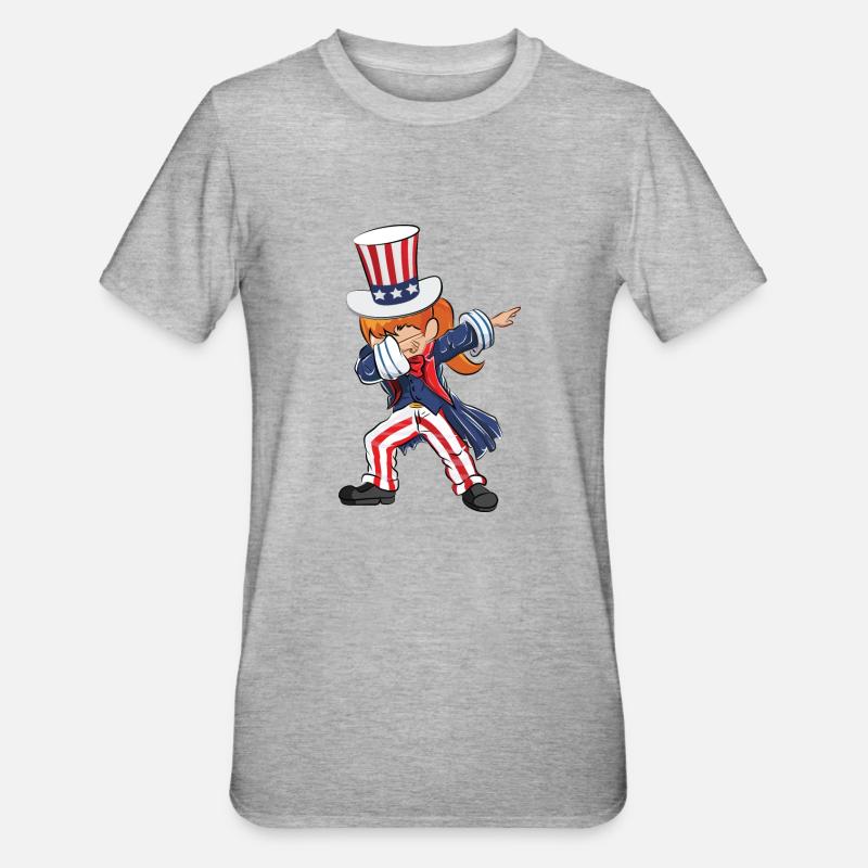 4. Juli Dabbing US - Unisex Polycotton T-Shirt - Grau meliert