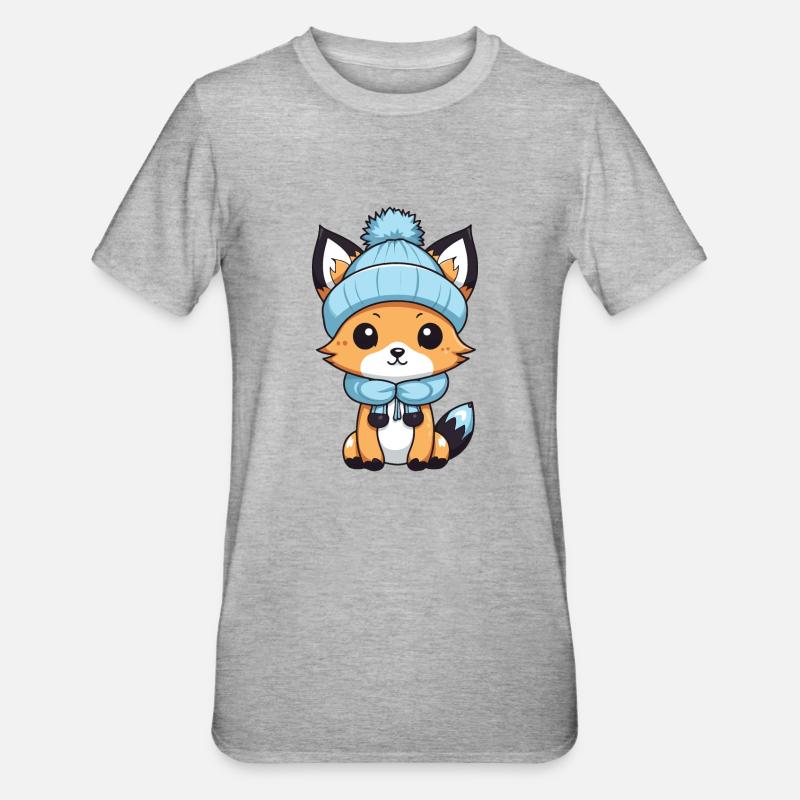 Fox Winter Comic - Unisex Polycotton T-Shirt - heather grey