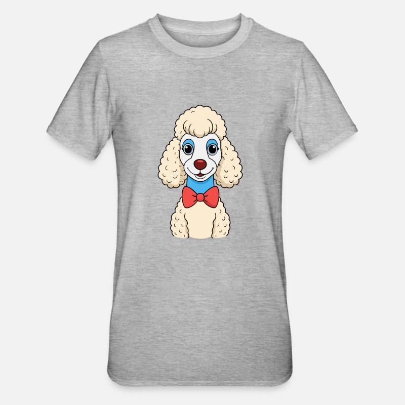 Caniche élégant avec noeud papillon - T-shirt polycoton Unisexe - gris chiné