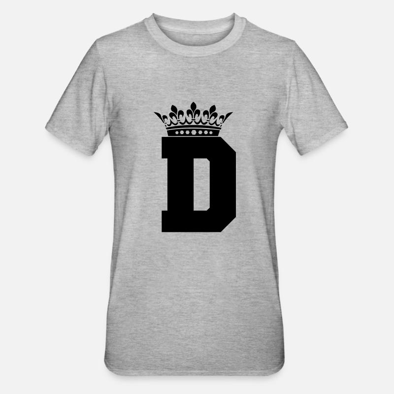 buchstabe D Krone - Unisex Polycotton T-Shirt - Grau meliert