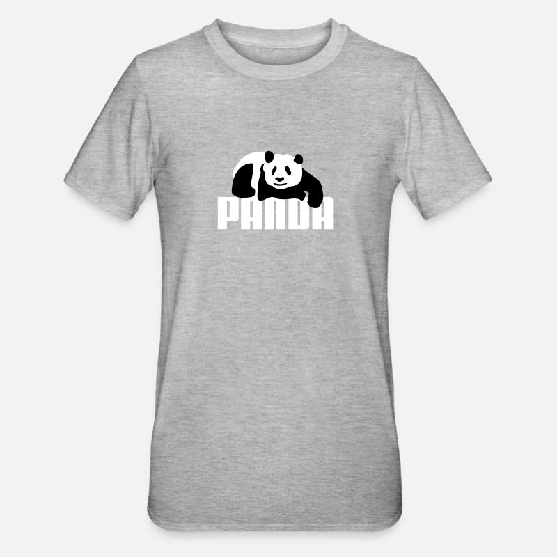 Pandabär - Unisex Polycotton T-Shirt - Grau meliert
