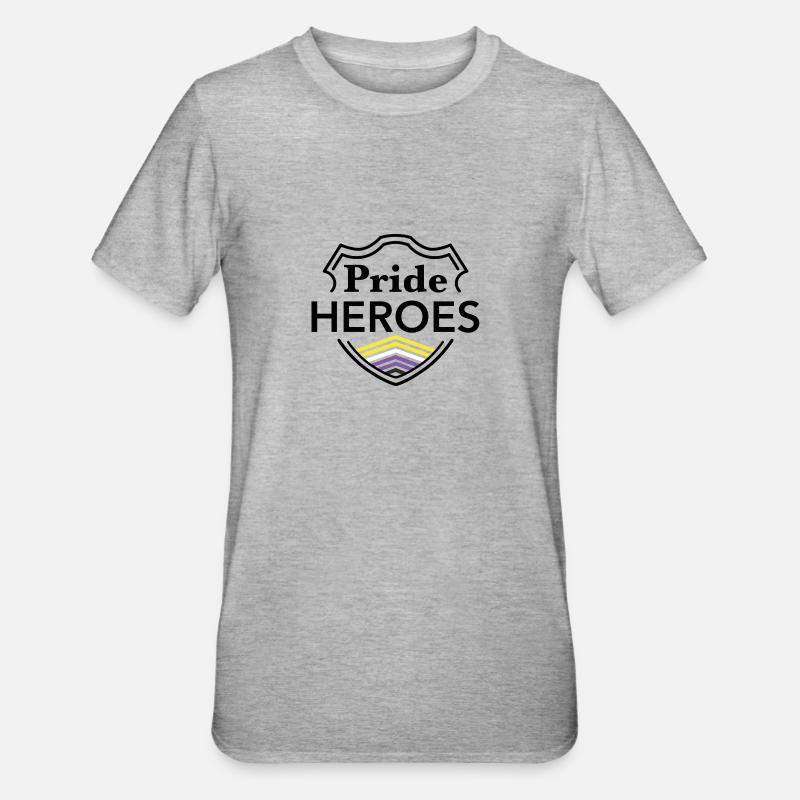 PrideHeroes Nonbinary Flag - Unisex Polycotton T-Shirt - Grau meliert