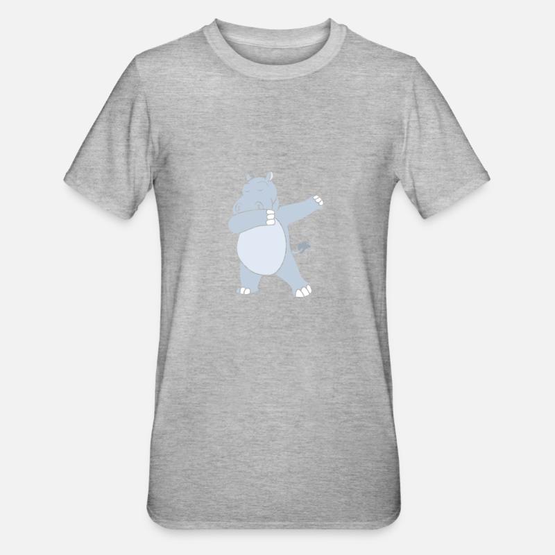 Nilpferd - Unisex Polycotton T-Shirt - Grau meliert