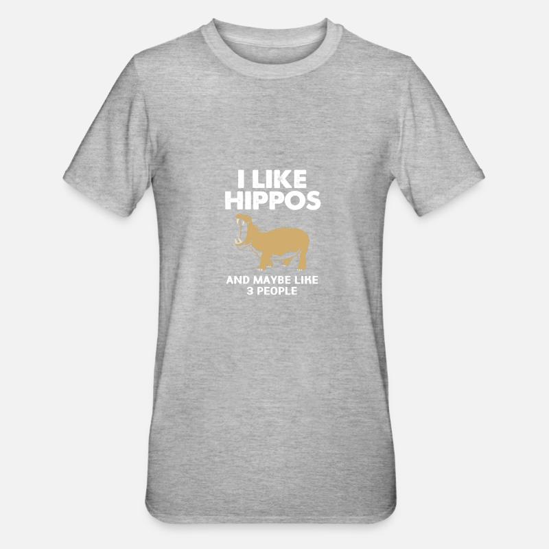 Nilpferd - Unisex Polycotton T-Shirt - Grau meliert