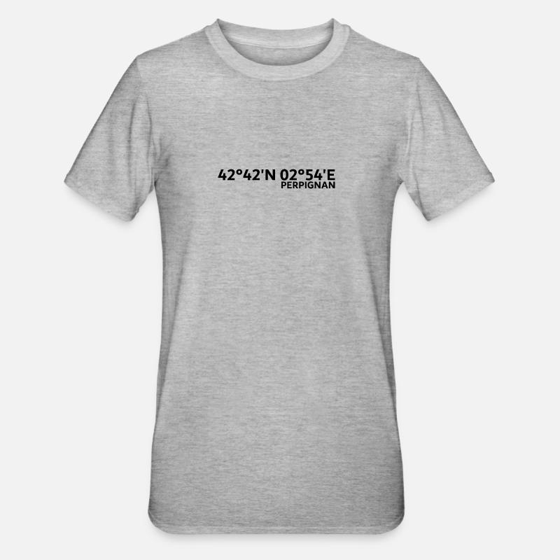 Coordonnées de Perpignan - T-shirt polycoton Unisexe - gris chiné