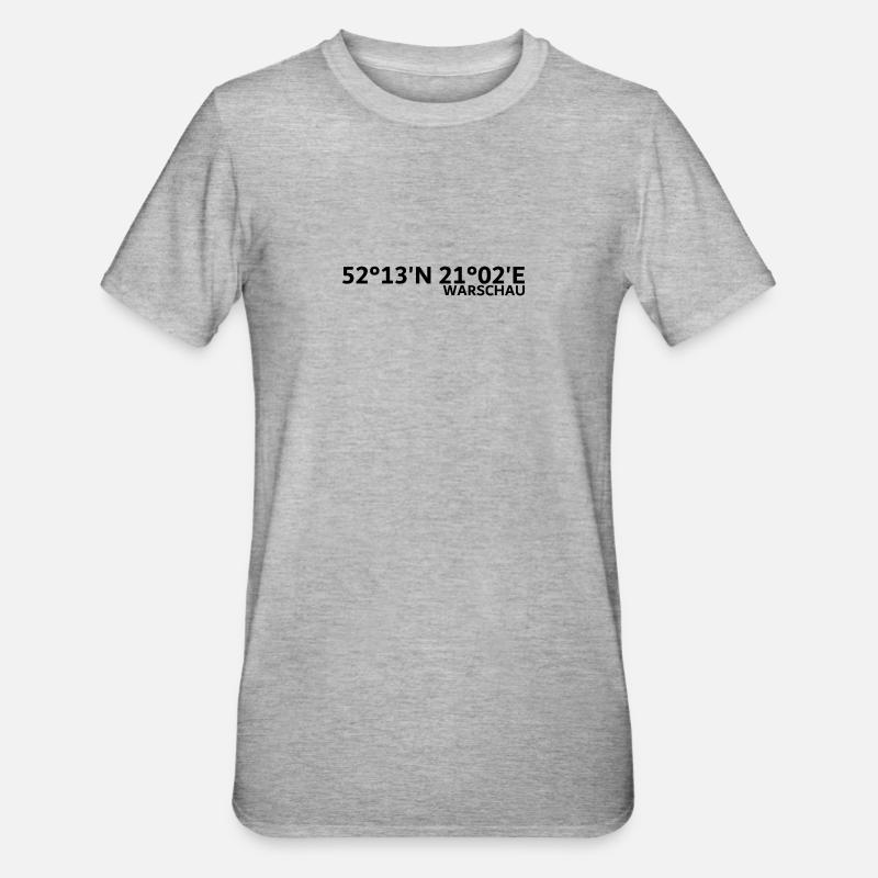 Coordonnées de Varsovie - T-shirt polycoton Unisexe - gris chiné