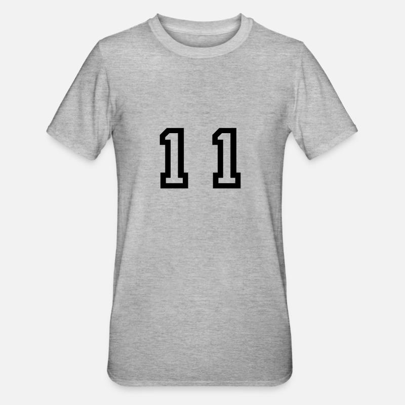 Nummer - 11 - elf - Unisex Polycotton T-Shirt - Grau meliert