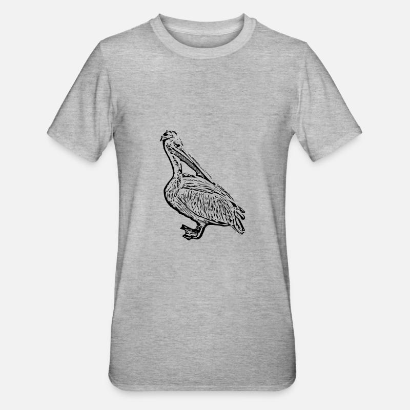 Pélicans Oiseaux Oiseaux Pelecanus - T-shirt polycoton Unisexe - gris chiné