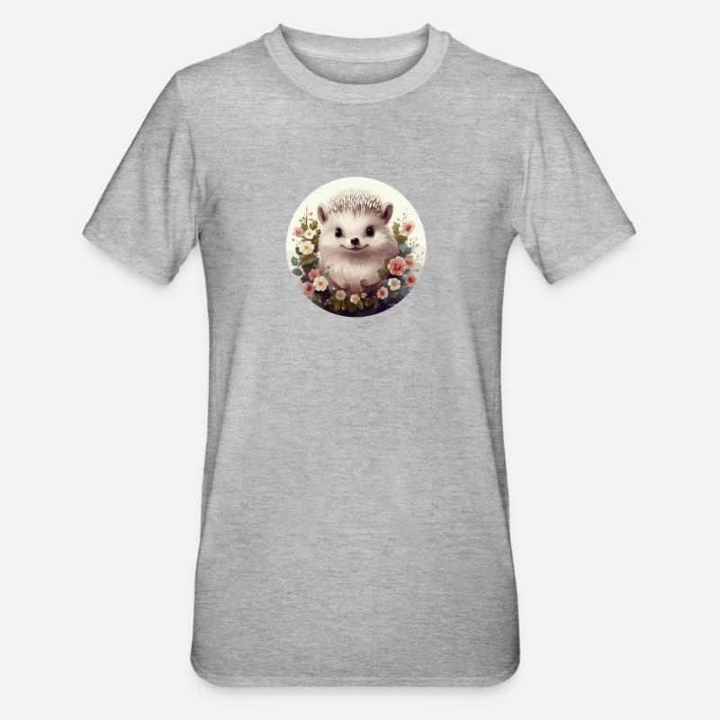 Hérisson mignon - T-shirt polycoton Unisexe - gris chiné