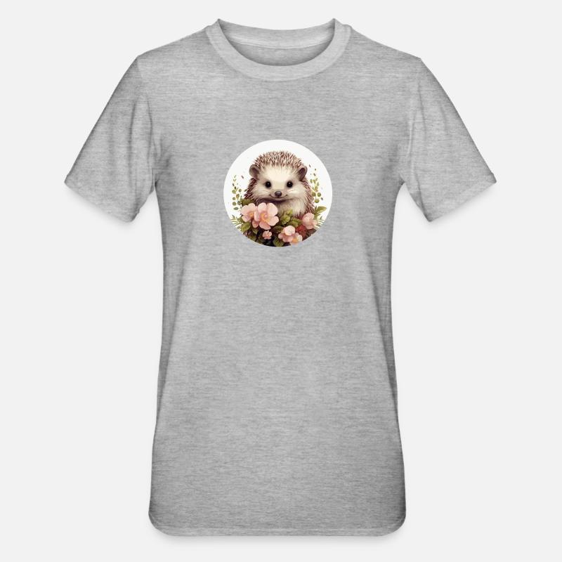 Hérisson mignon - T-shirt polycoton Unisexe - gris chiné