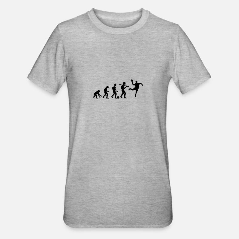 Evolution Handball; Anti-Fußball - Unisex Polycotton T-Shirt - Grau meliert