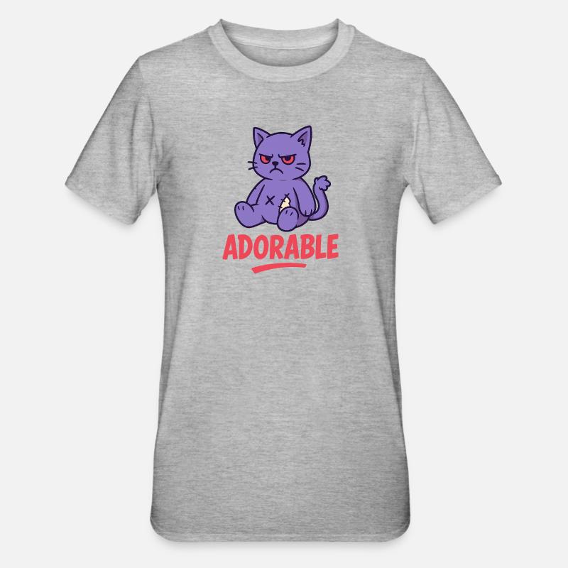 Grumpy Kitty - Unisex Polycotton T-Shirt - heather grey