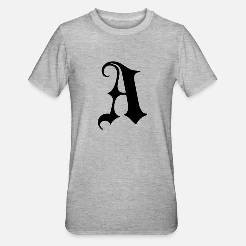 Verziertes Gothic Ein Monogramm - Unisex Polycotton T-Shirt - Grau meliert