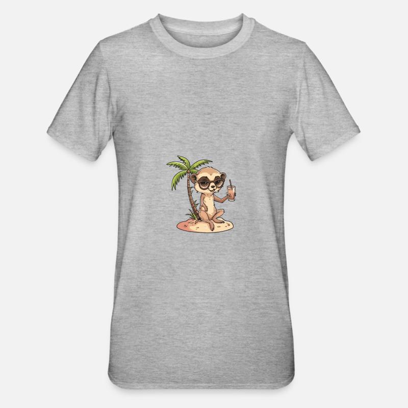 Vacances d’été de suricate - T-shirt polycoton Unisexe - gris chiné