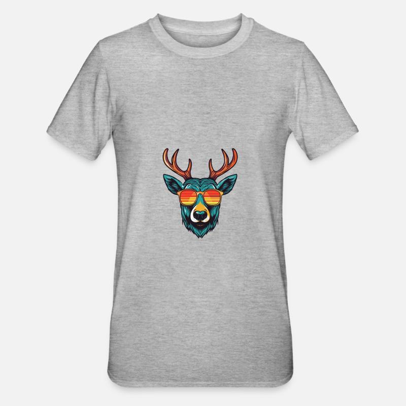 Hirsch Kopf Cool - Unisex Polycotton T-Shirt - Grau meliert
