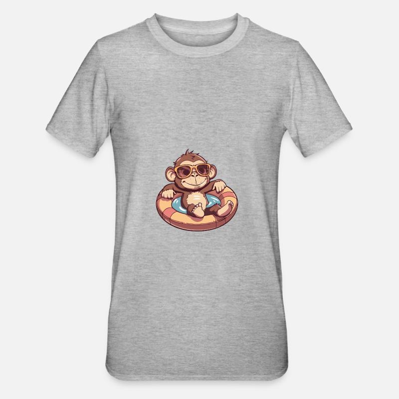 Monkey Comic Cool - Unisex Polycotton T-Shirt - heather grey