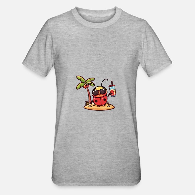 Marienkäfer Sommer Urlaub - Unisex Polycotton T-Shirt - Grau meliert