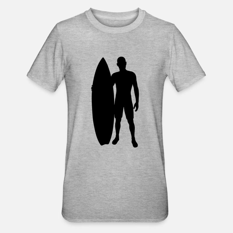 Surfer with surfboard - Unisex Polycotton T-Shirt - heather grey