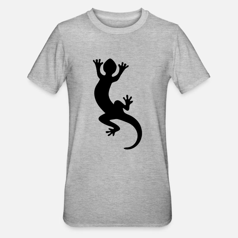 Eidechse / Echse / Lizard / Gecko - Unisex Polycotton T-Shirt - Grau meliert