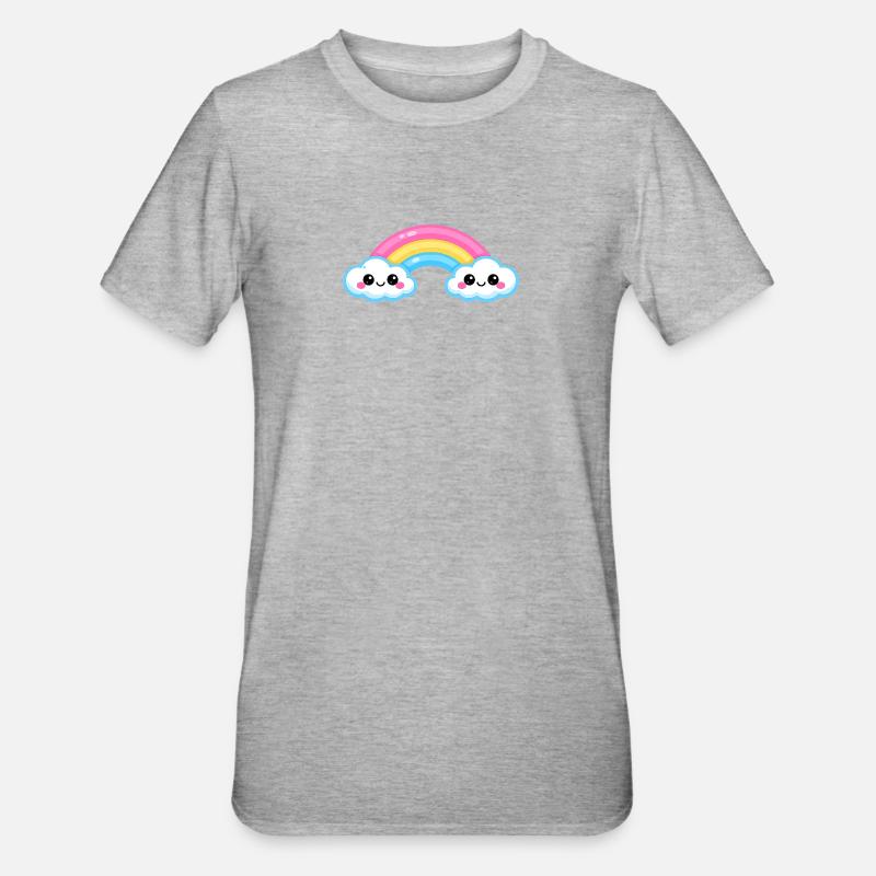 Cute Cloud Rainbow Duo - Unisex Polycotton T-Shirt - heather grey