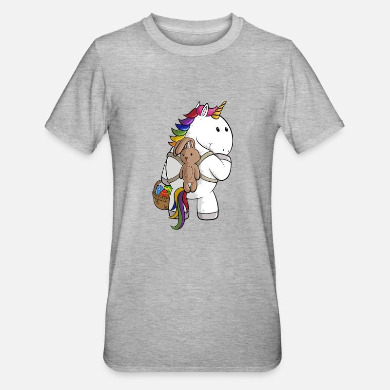 Oster Comic Einhorn - Unisex Polycotton T-Shirt - Grau meliert