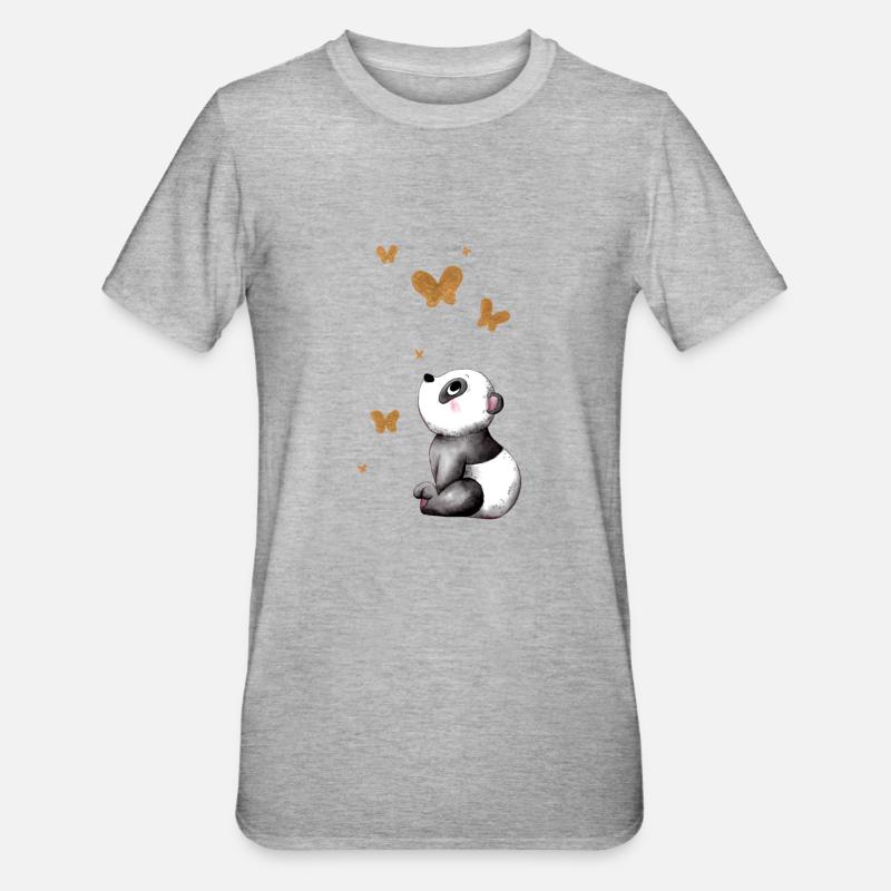Rêver de panda de dessin animé - T-shirt polycoton Unisexe - gris chiné