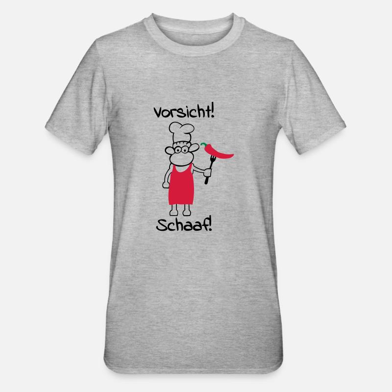 Caution schaaf! - Unisex Polycotton T-Shirt - heather grey