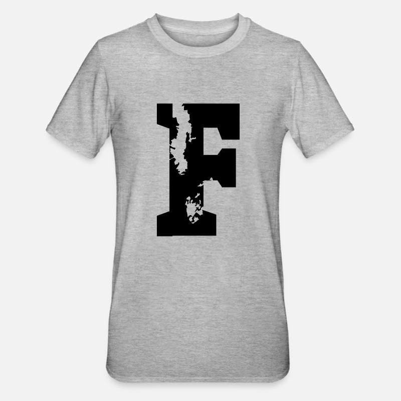 F - Buchstabe - Unisex Polycotton T-Shirt - Grau meliert