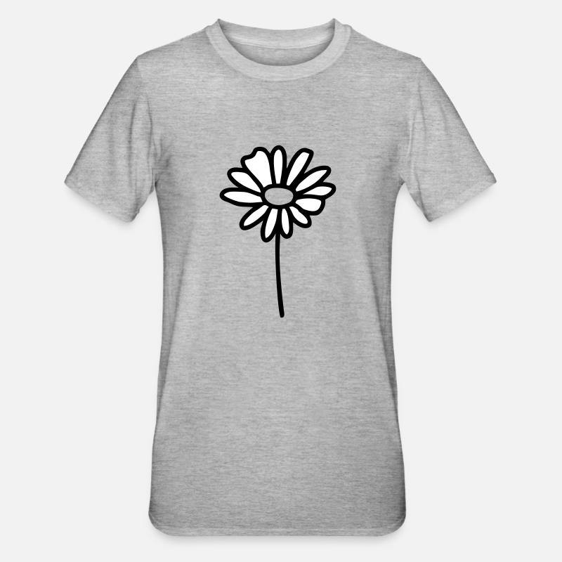 Blume Gänseblümchen - V2 - Unisex Polycotton T-Shirt - Grau meliert