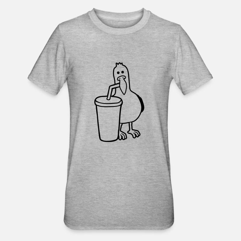 Cola Getränk Möwe trinkt - Unisex Polycotton T-Shirt - Grau meliert