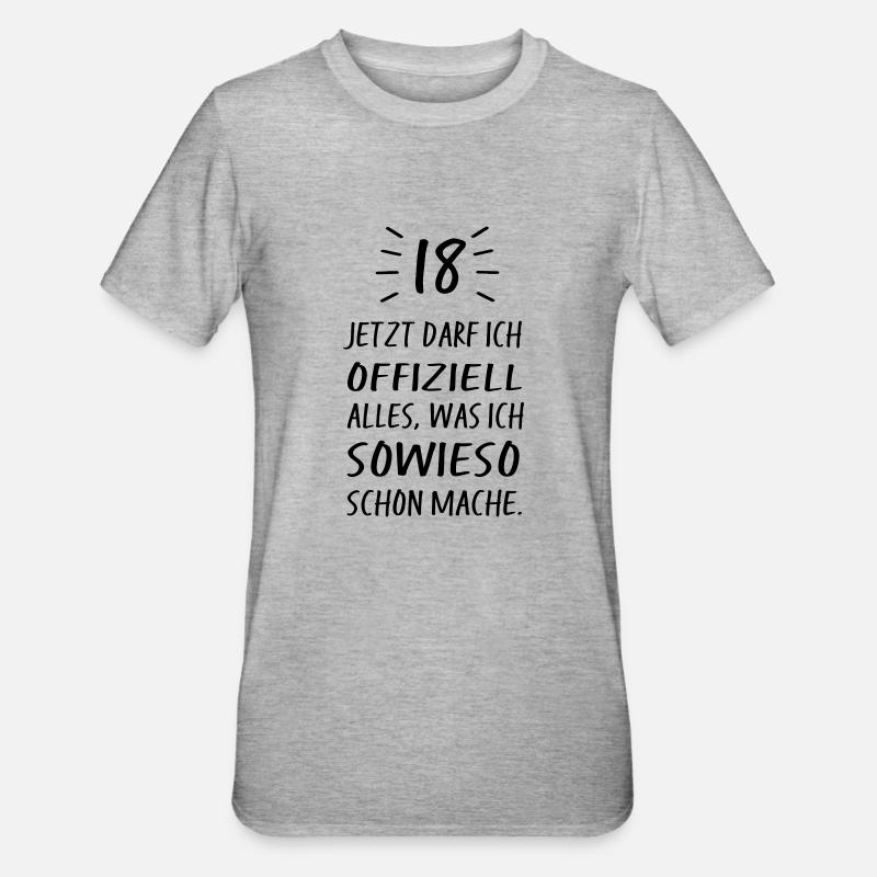 18 Geburtstag - Unisex Polycotton T-Shirt - Grau meliert