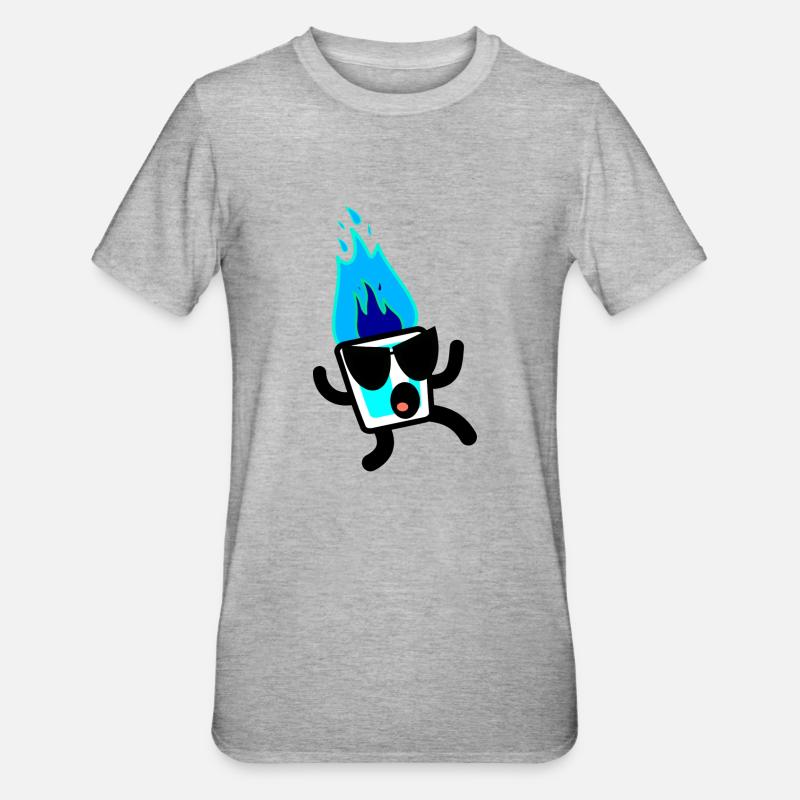 Flammendes Schnapsglas - Unisex Polycotton T-Shirt - Grau meliert
