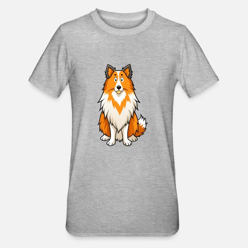 Alert Shetland Schäferhund Digitale Kunst - Unisex Polycotton T-Shirt - Grau meliert