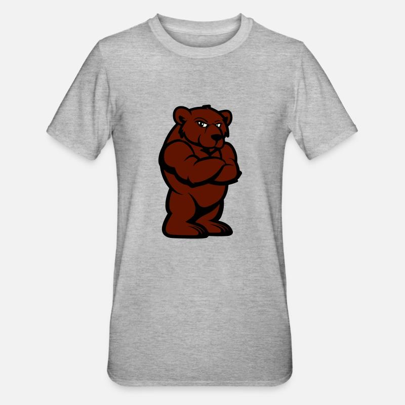 bär comic - Unisex Polycotton T-Shirt - Grau meliert
