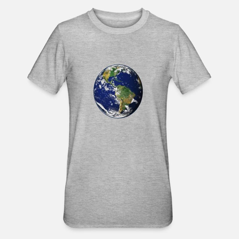 Planet Erde - Unisex Polycotton T-Shirt - Grau meliert