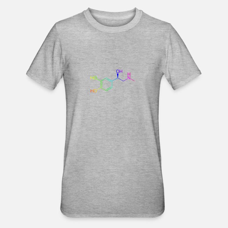 Adrenalin Molekül - Regenbogenfarben - Unisex Polycotton T-Shirt - Grau meliert